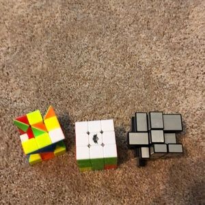 3x3 Rubix cube, 3x3 warp cube, and 3x3 mirror cube
